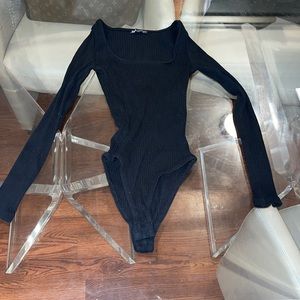 Zara long sleeve black ribbed bodysuit small